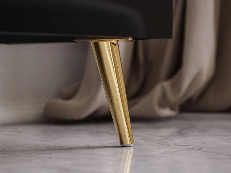 Wohnzimmer-Set im Glamour-Stil auf Beinen Lunelie Schwarz Hochglanz