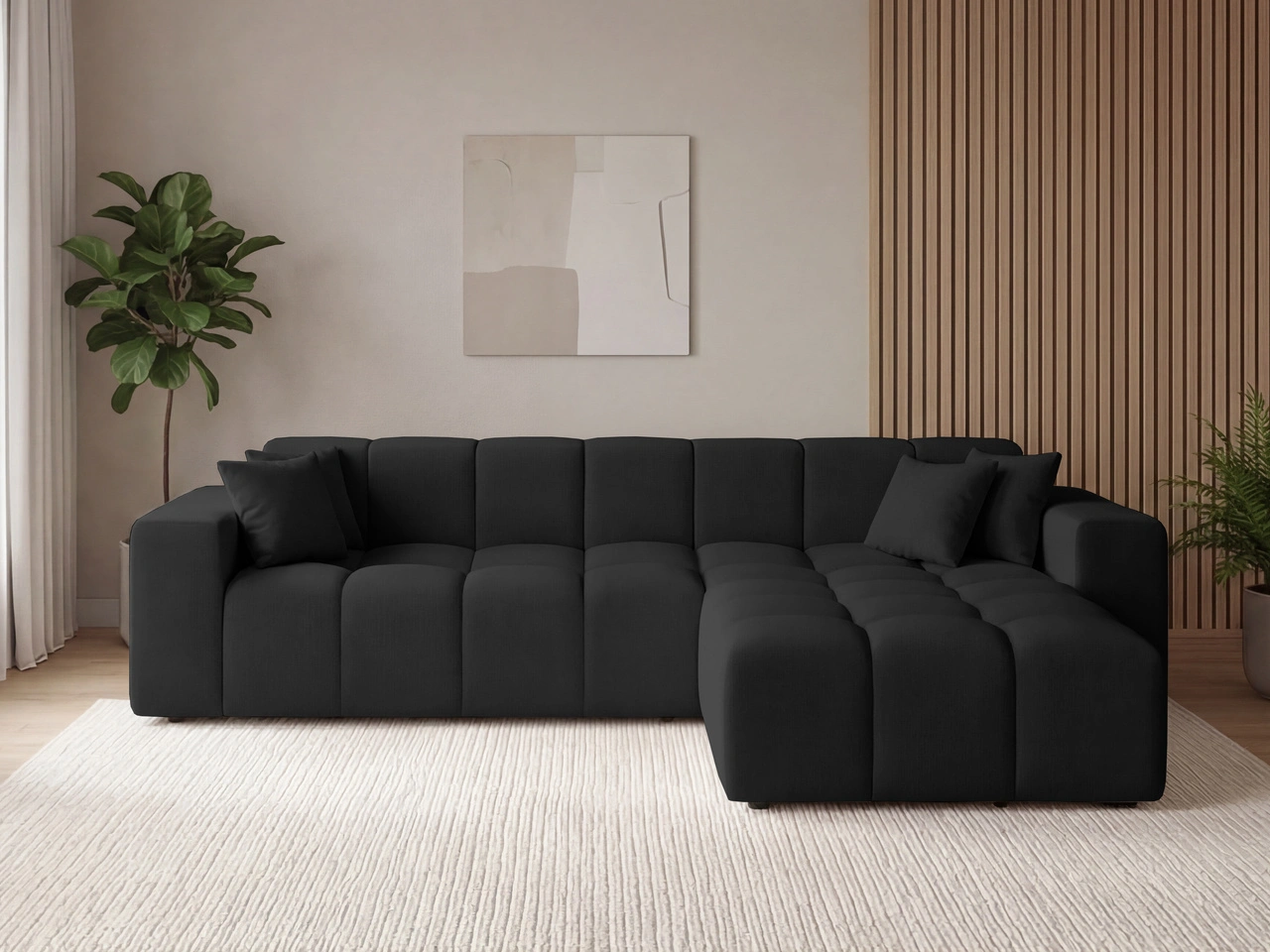 Ecksofa L-Form Rechts Moderne Ecksofa Loopo Schwarz