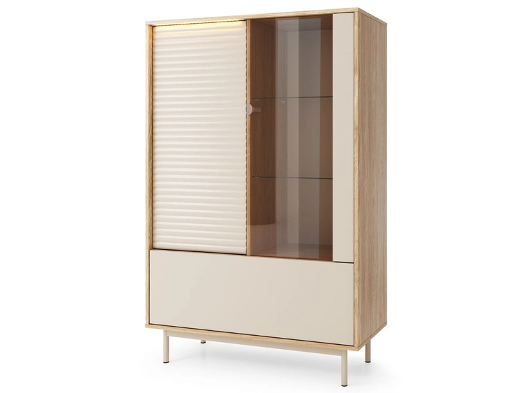 Ein Möbelset mit LED-Beleuchtung für das Wohnzimmer Rapallo Kaszmir, Eiche Geölte