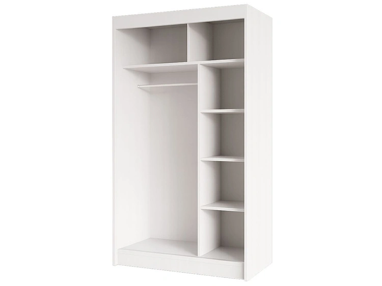 Schiebetürenschrank mit geriffelter Front und Spiegel 120 cm Fano Weiß, Schwarz