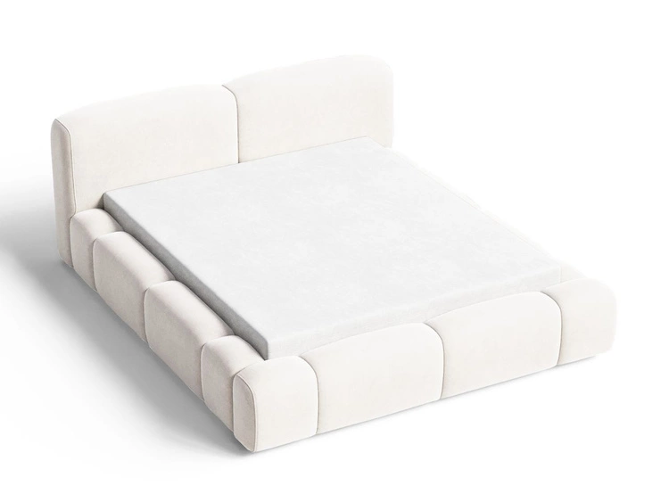 Polsterbett mit Bettkasten und Lattenrost 120x200 Aubi Creme