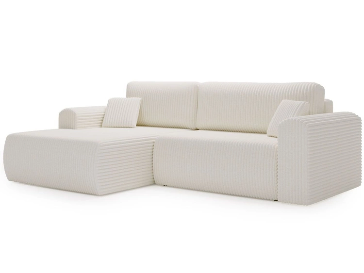 Ecksofa mit Schlaffunktion und Bettkasten Belvio links Creme