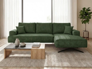 Ecksofa L-Form auf Metallbeinen Leto Rechts Grün