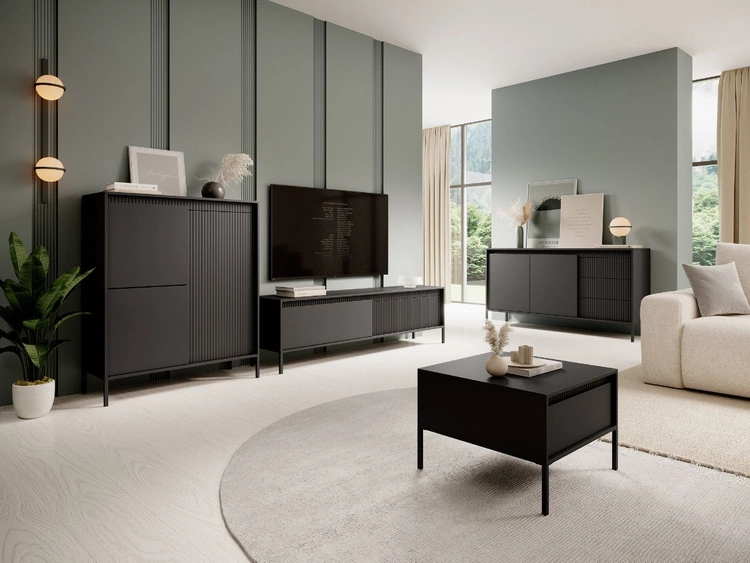 Kommode mit Türen und Schubladen 153 cm Sorano Schwarz