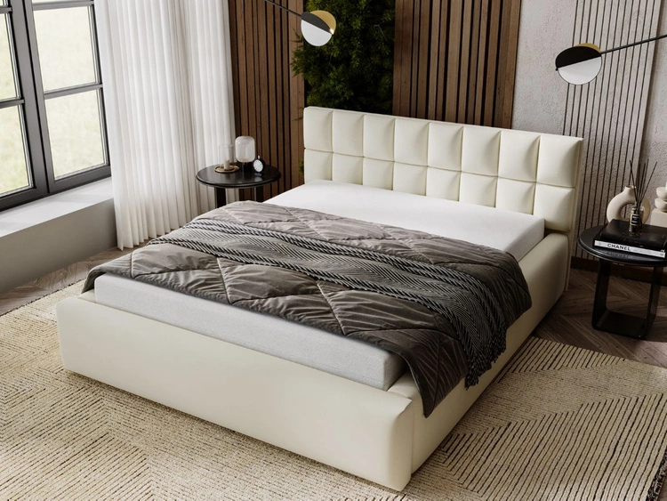 Polsterbett mit Bettkasten und Lattenrost 160x200 Hugo Beige