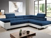 Ecksofa L-Form Rechts mit Schlaffunktion und Bettkasten Solam L Dunkelblau , Weiß