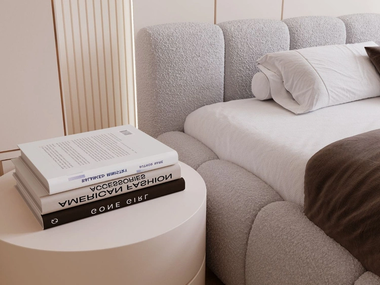 Polsterbett mit Bettkasten und Lattenrost 120x200 Cloud Bouclé-Stoff Grau