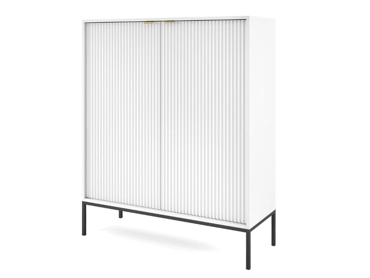 Kommode mit Türen Amber Weiß, Schwarz Frame