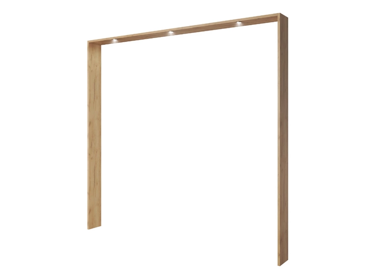 Fünftüriger Kleiderschrank mit Drehtüren und LED-Beleuchtung Baffi Eiche Craft Gold, Weiß