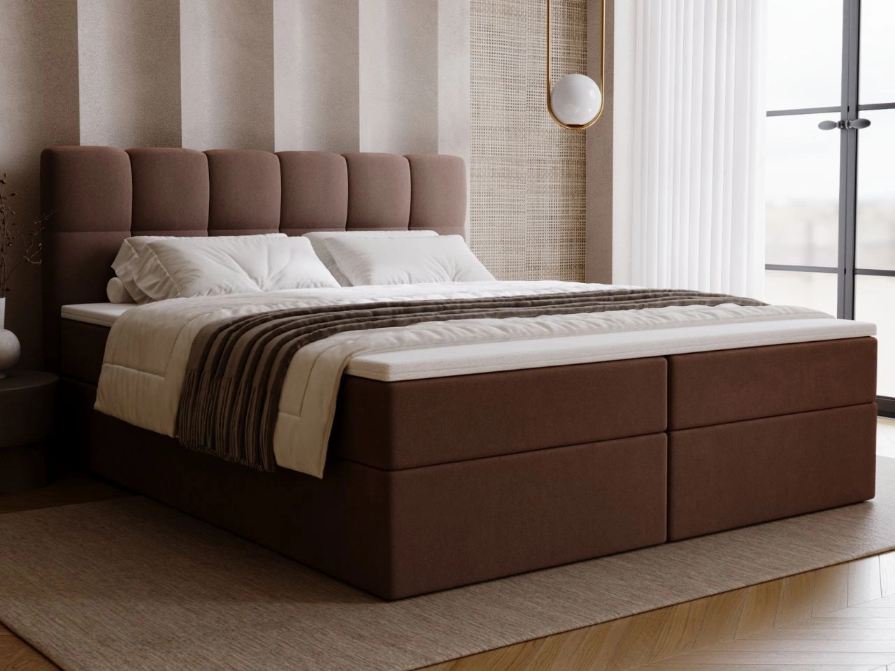 Boxspringbett mit Bettkasten 140x200 Maison Braun