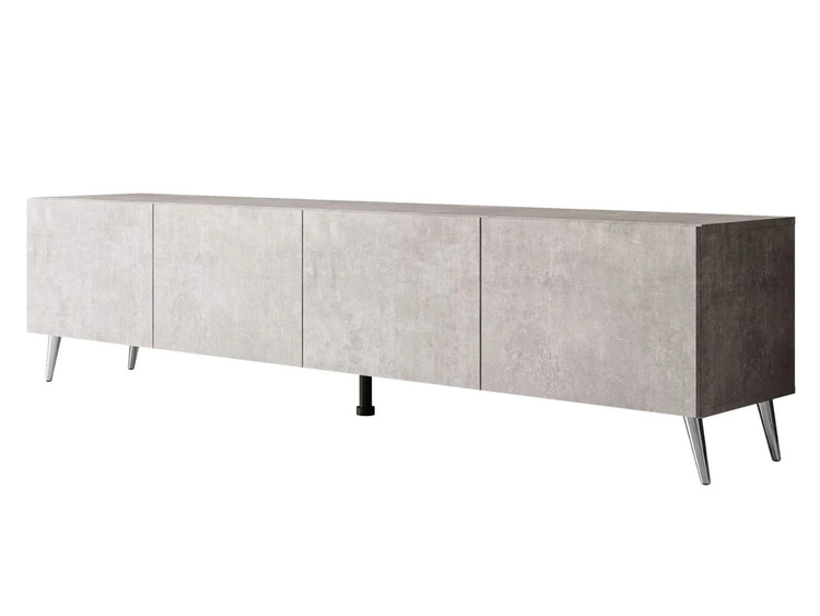 TV-Lowboard mit Türen auf Silbernen Metallbeinen 200 cm Nodoo Beton