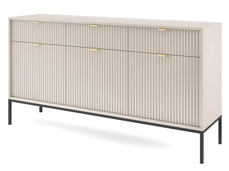 Kommode mit Türen und Schubladen Amber Kaschmir auf schwarzen Beinen