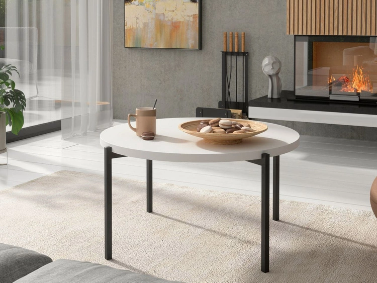 Runder Couchtisch Sevilla 84 cm Weiß Matt