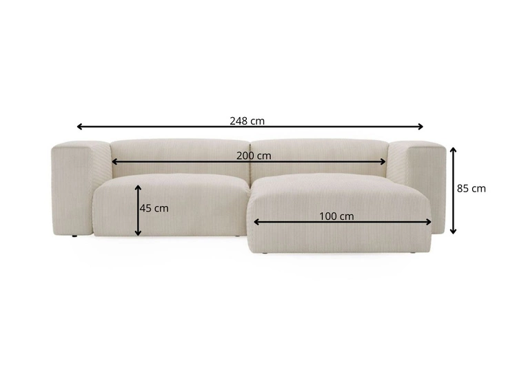 Ecksofa L-Form Rechts Moderne Cord Ecksofa Landi Schwarz
