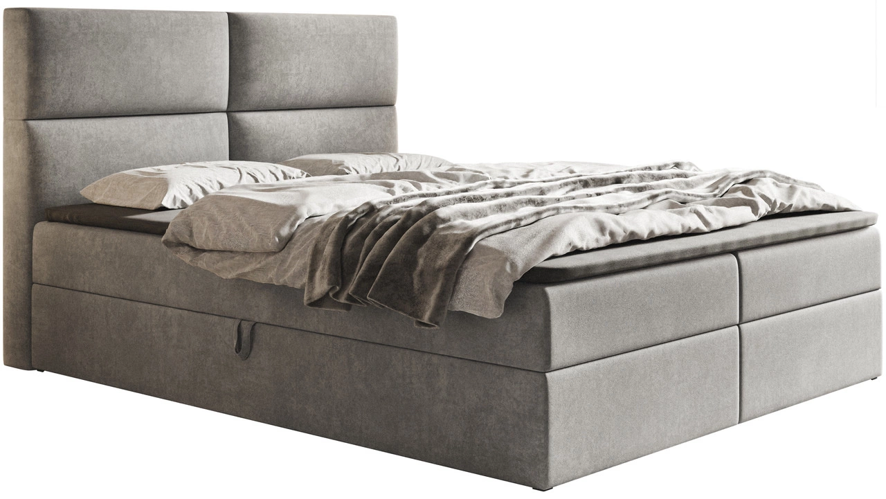 Boxspringbett mit Bettkasten 120x200 Hera - Grau