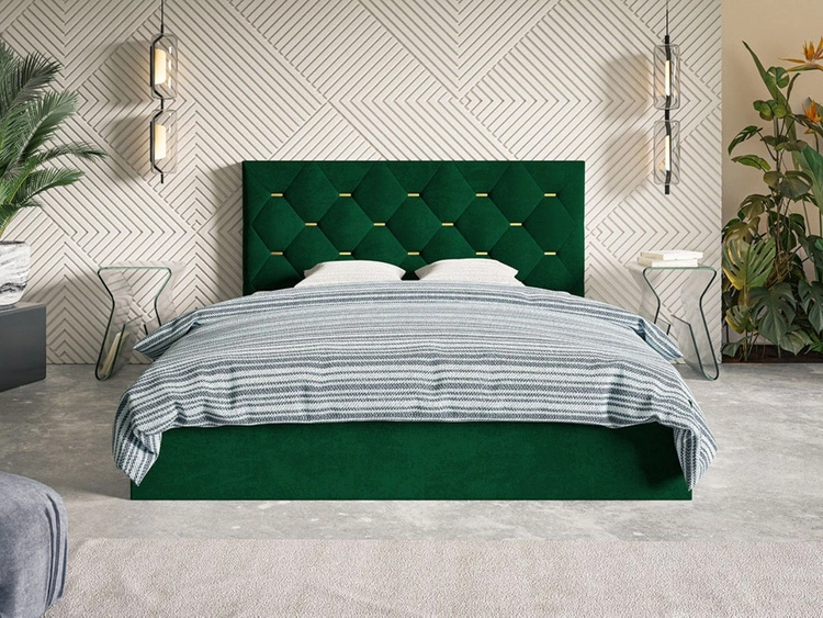 Polsterbett mit Bettkasten und Lattenrost 140x200 Salento Grün