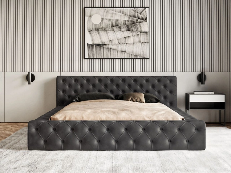 Polsterbett mit Bettkasten und Lattenrost 160x200 Palini Schwarz