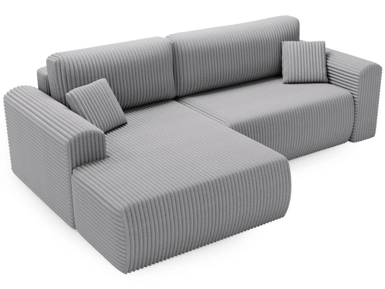 Ecksofa mit Schlaffunktion und Bettkasten Belvio links Hellgrau