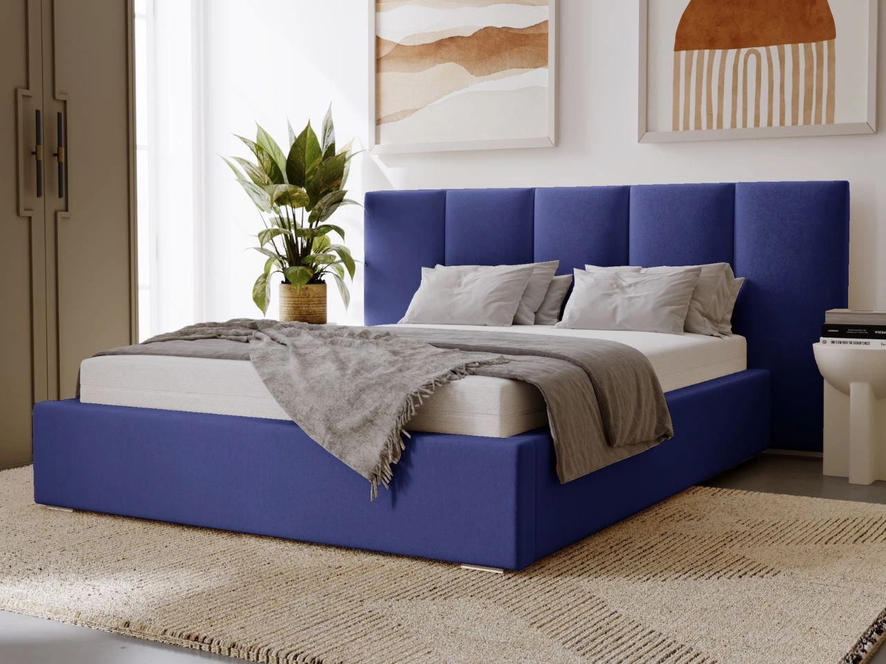 Polsterbett mit Bettkasten und Lattenrost 180x200 Lizbona Dunkelblau