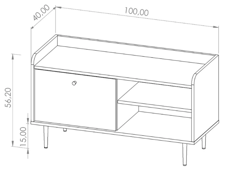 TV-Lowboard mit Türe 100 cm Vasa Braun
