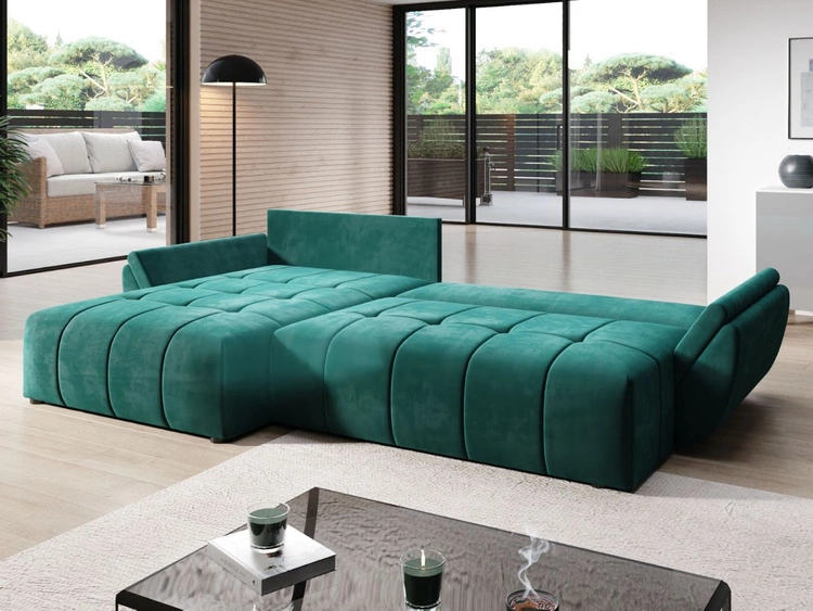 Ecksofa L-Form mit Schlaffunktion und Bettkasten Decor L Anthrazit