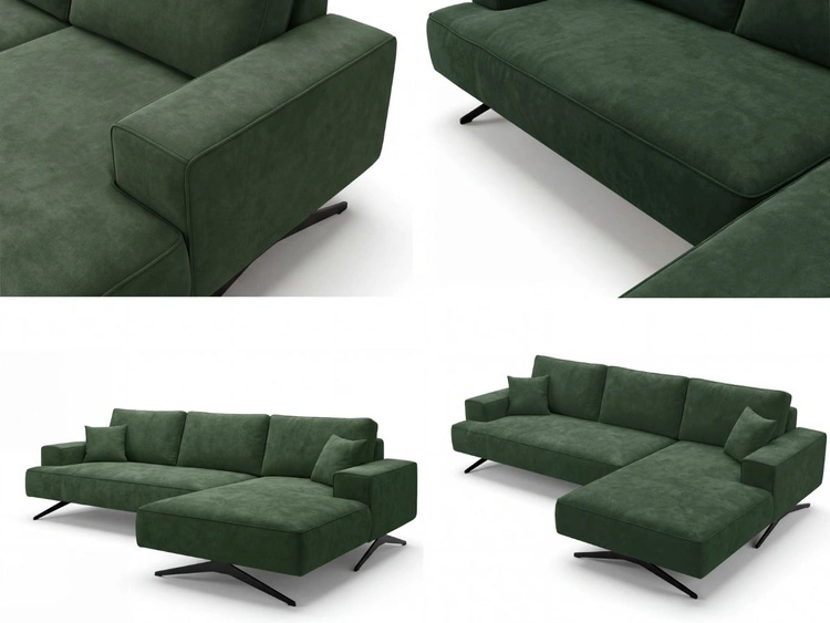 Ecksofa L-Form auf Metallbeinen Leto Rechts Grün