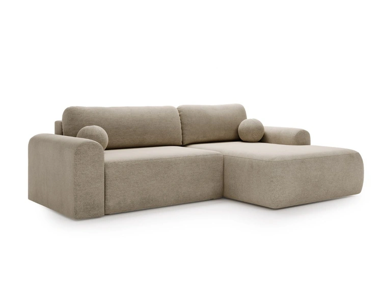 Ecksofa L-Form mit Schlaffunktion und Bettkasten Savana Rechts Beige