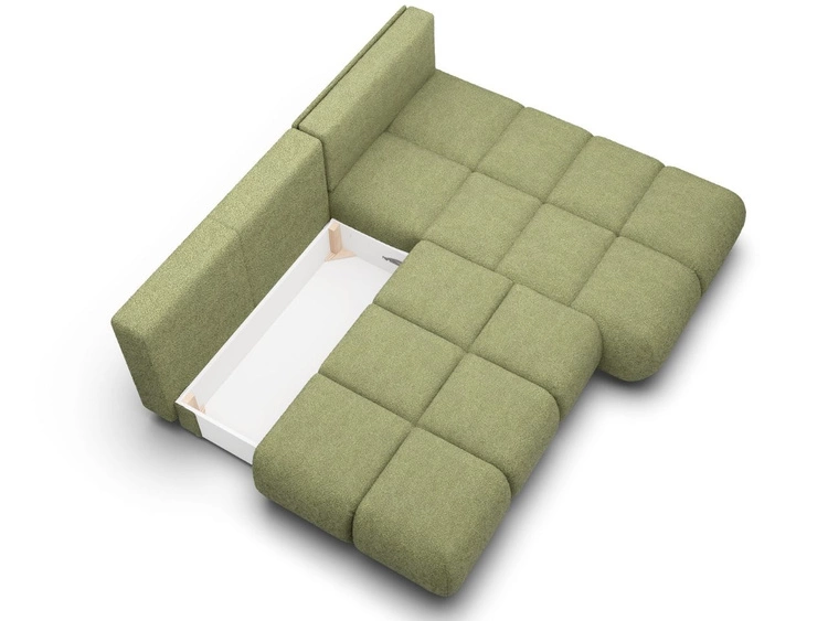 Ecksofa mit Schlaffunktion und Bettkasten Rechts Milet Grün