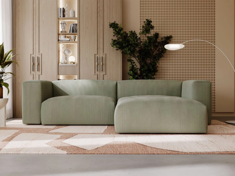 Ecksofa L-Form Rechts Moderne Cord Ecksofa Landi Grün