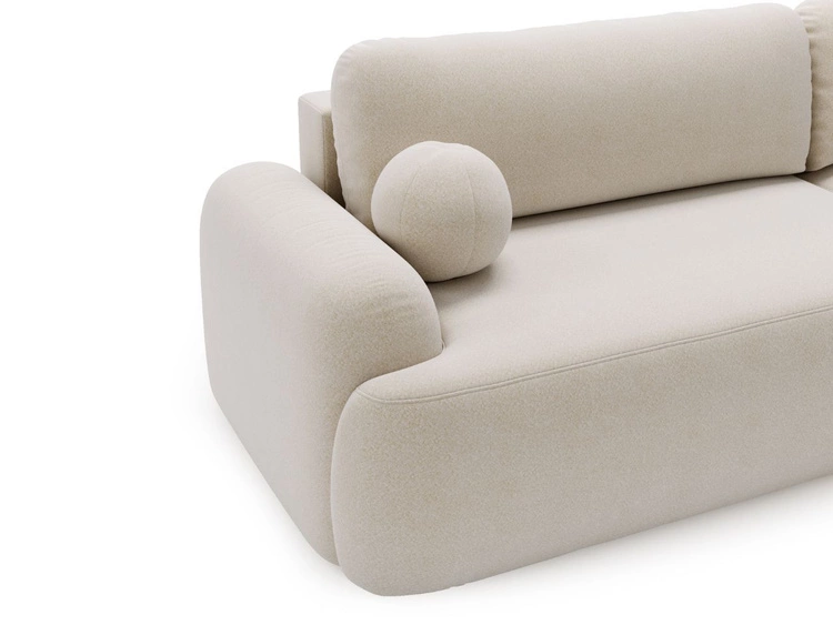 Ecksofa L-Form Rechts mit Schlaffunktion und Bettkasten Aurio Creme