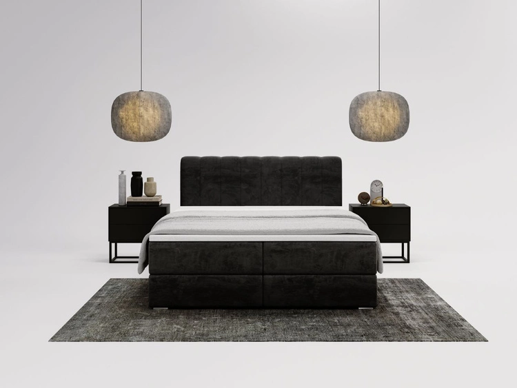 Boxspringbett mit Bettkasten 140x200 Forte Schwarz