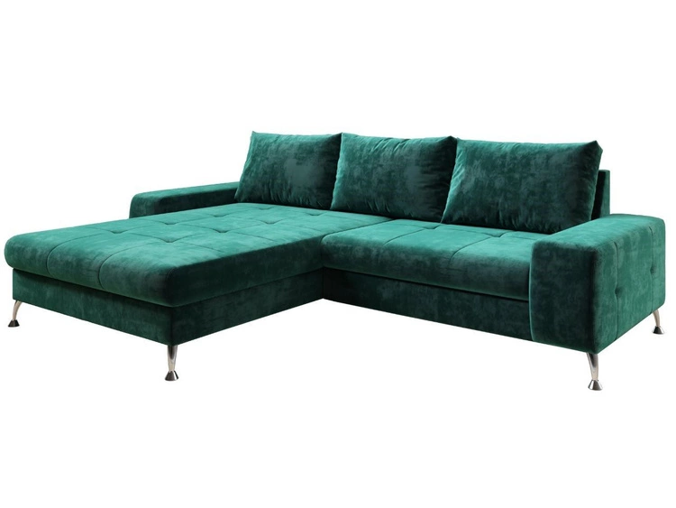 Ecksofa L-Form Links mit Schlaffunktion und Bettkasten Tonny Grün