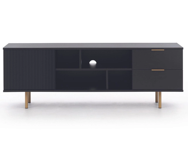 TV-Lowboard mit Schubladen und Türen Ankara Schwarz Matt