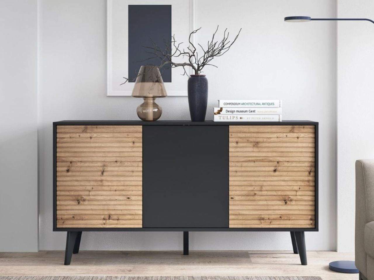 Türkommode Astro Schwarz, Artisan Eiche