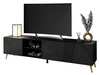TV-Schrank mit 3D-gefrästen Fronten und goldenen Metallbeinen Celiane Schwarz Glanz