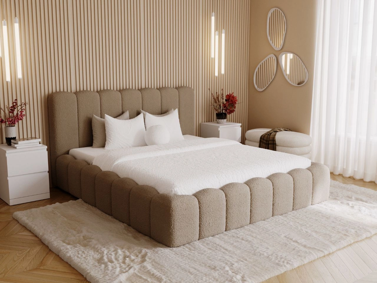 Polsterbett mit Bettkasten und Lattenrost 120x200 Smile Braun