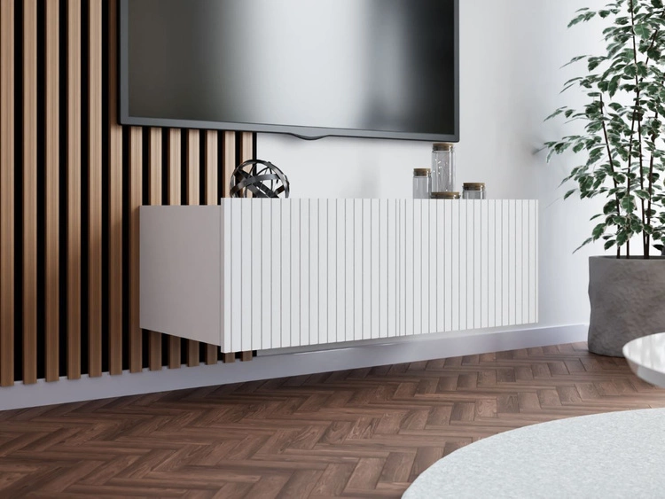 TV-Lowboard mit Türen 100 cm Kioto Weiß matt