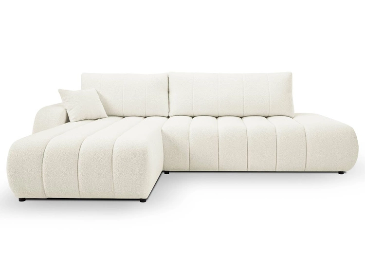 Ecksofa mit Schlaffunktion und Bettkasten Links Adoro Creme