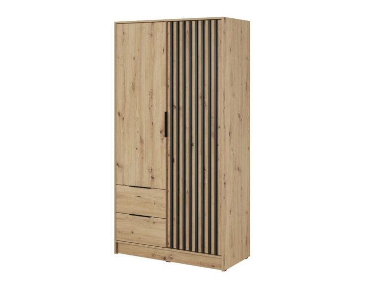 Kleiderschrank 105 cm Macron Artisan Eiche, Schwarz