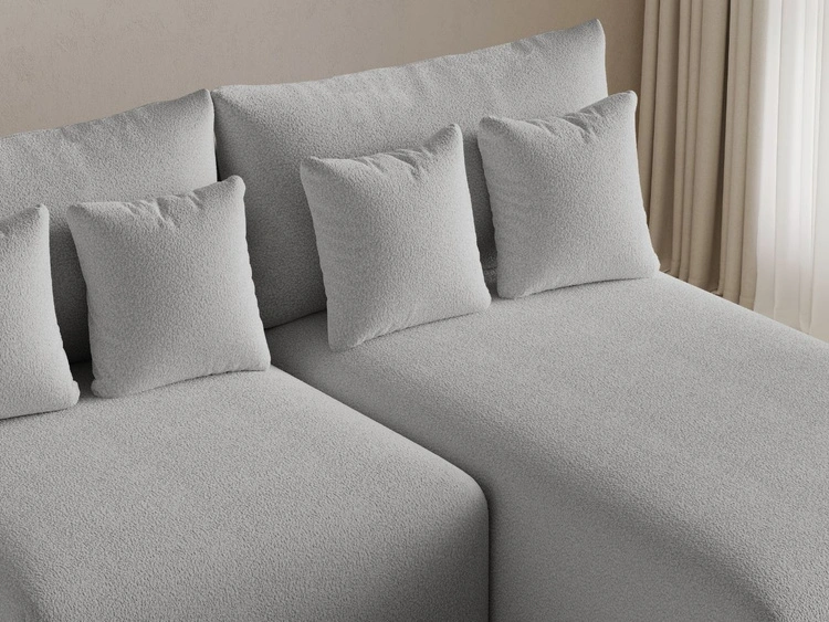 Ecksofa L-Form Rechts mit Schlaffunktion und Bettkasten Ronni Grau