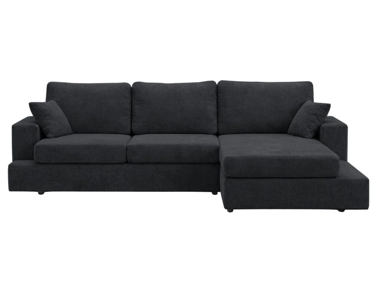 Ecksofa L-Form fürs Wohnzimmer Nesto Rechts Schwarz