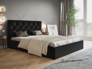 Polsterbett mit Bettkasten und Lattenrost 180x200 Selva Schwarz