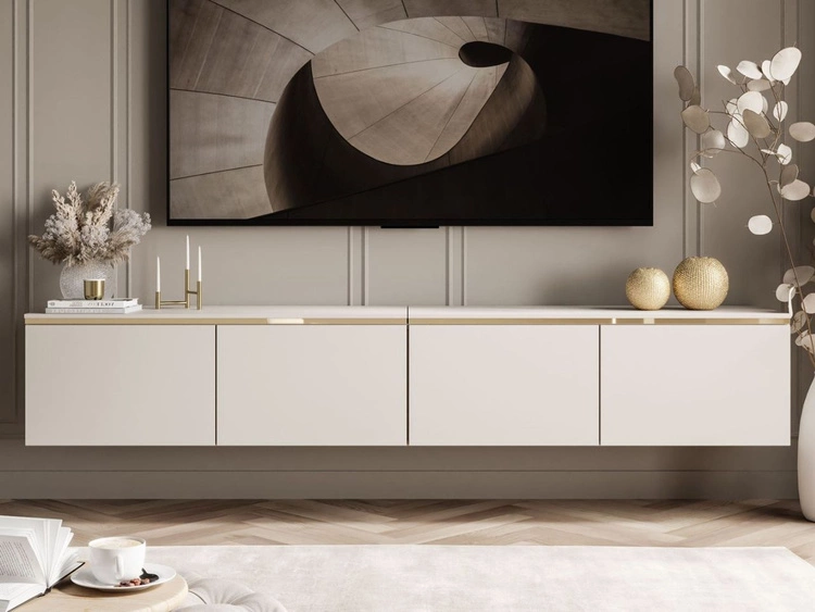 TV-Schrank zum Hängen im Glamour-Stil mit LED-Beleuchtung Celle Kaschmir Matt