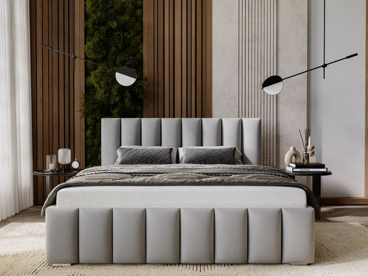 Polsterbett mit Bettkasten und Lattenrost 140x200 Neos Grau