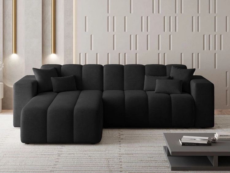 Ecksofa L-Form Links Nork Schwarz