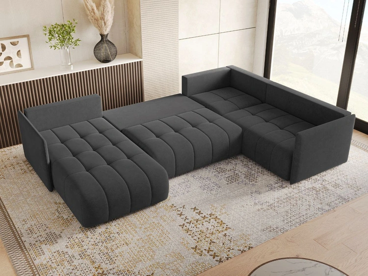 Wohnlandschaft mit Schlaffunktion und Bettkasten Ardi Bis Anthrazit