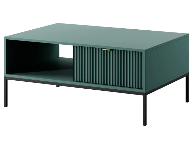 Couchtisch mit Stauraum Amber Grün, Schwarz Frame