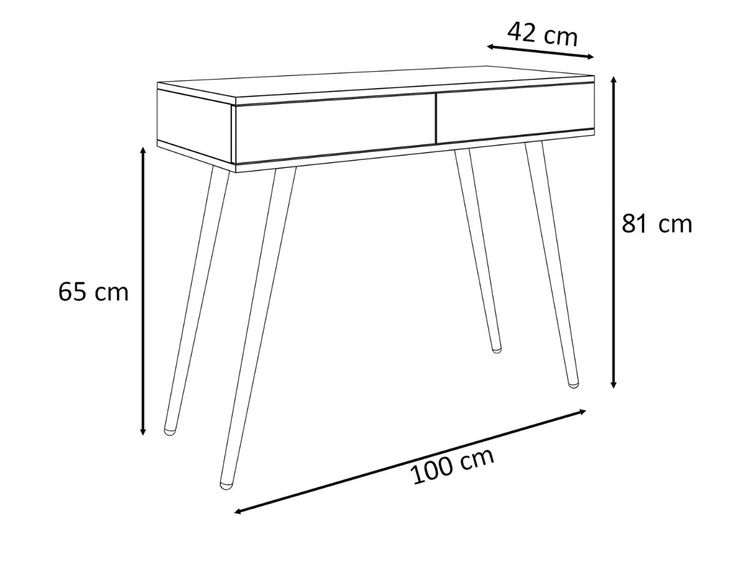 Konsolentisch mit Schubladen und schwarzen Beinen Olivine Weiß Hochglanz