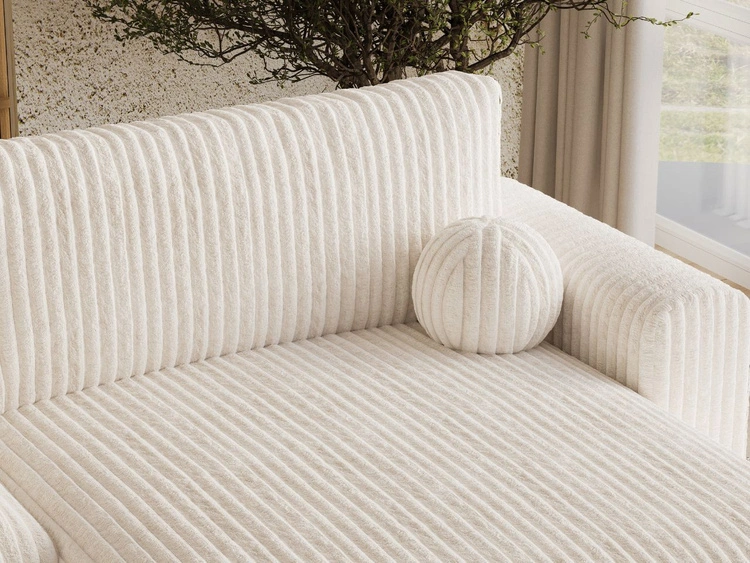 Ecksofa L-Form mit Schlaffunktion und Bettkasten Aurora Creme