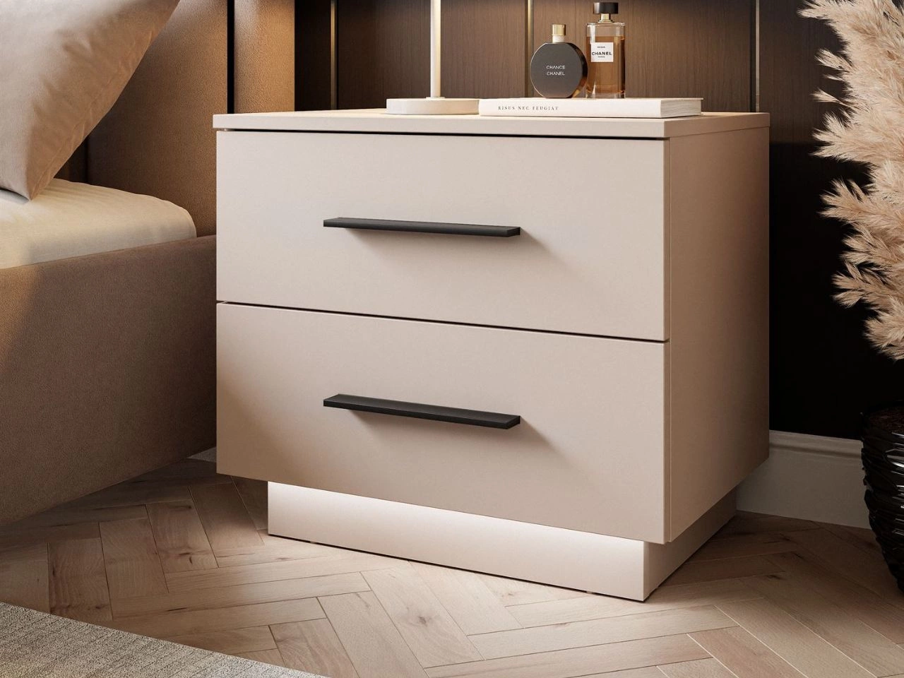 Nachttisch mit zwei Schubladen Nuveo Kaschmir